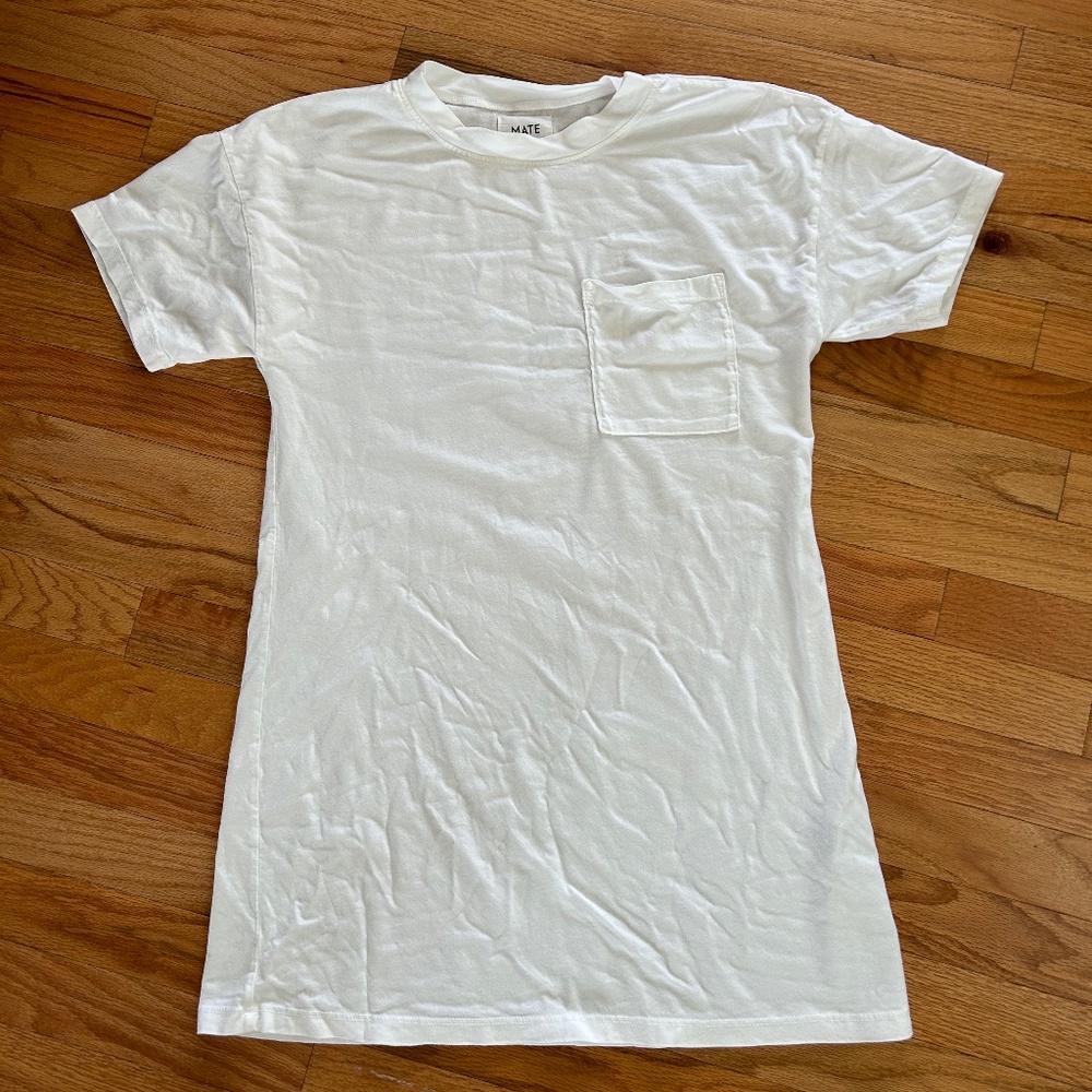 White Pocket T-Shirt Dress